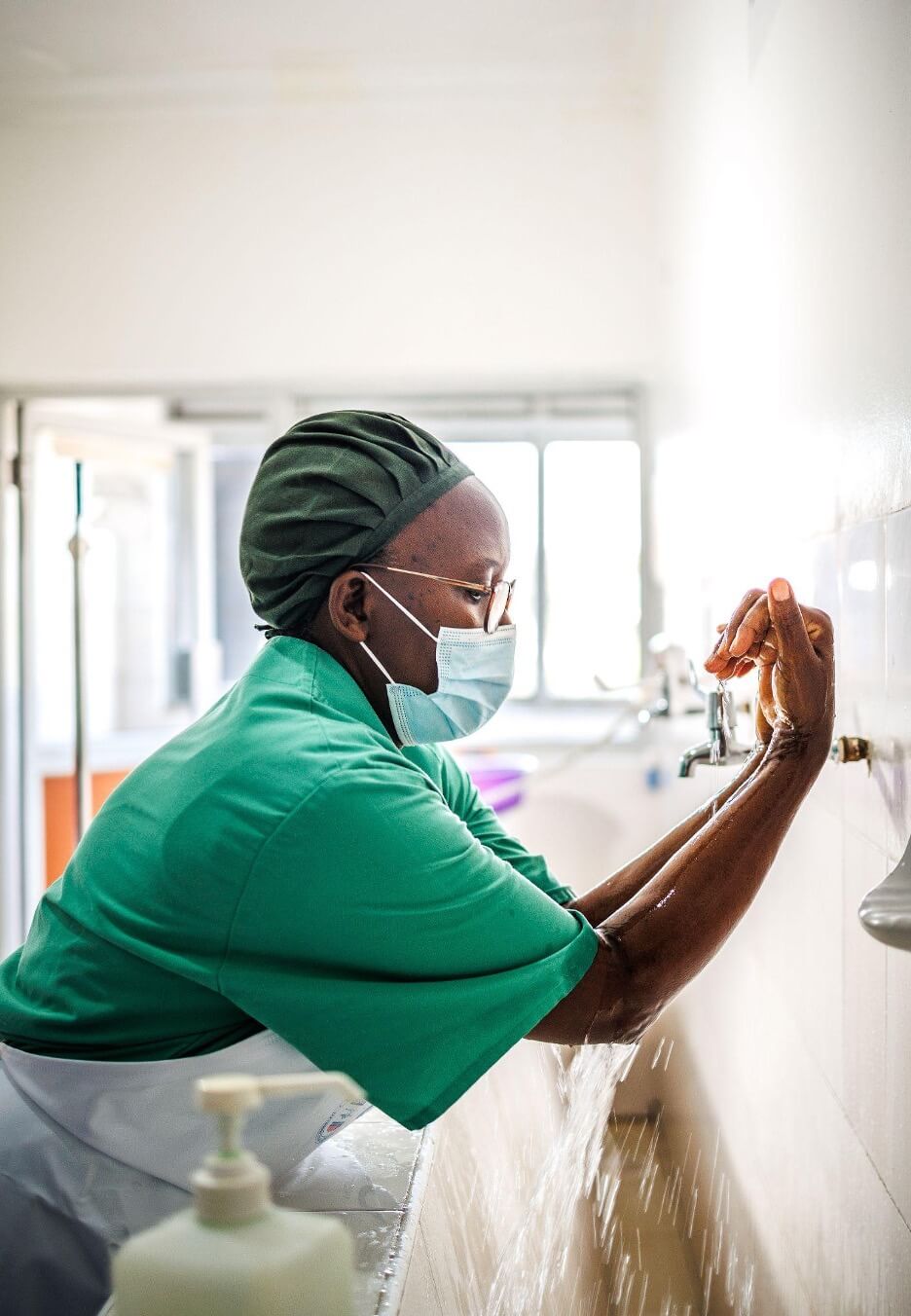 Sister Dr. Priscilla preparing for surgery