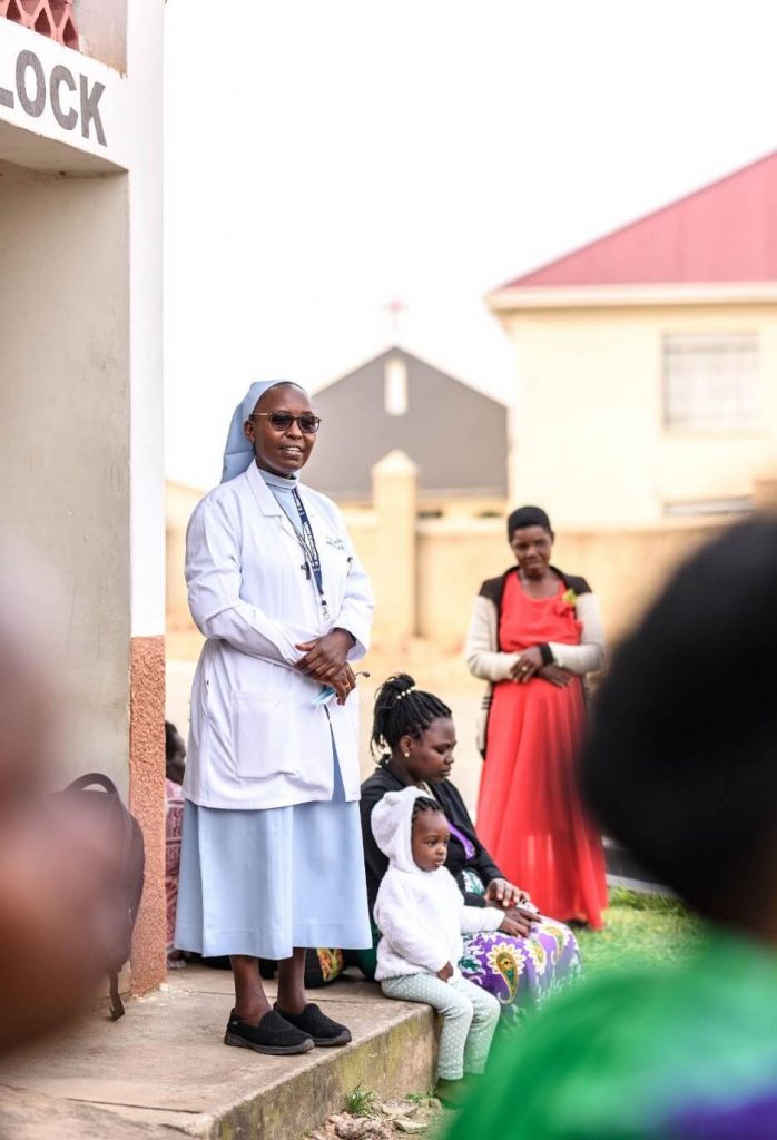 Sister Dr. Priscilla outside the hospital