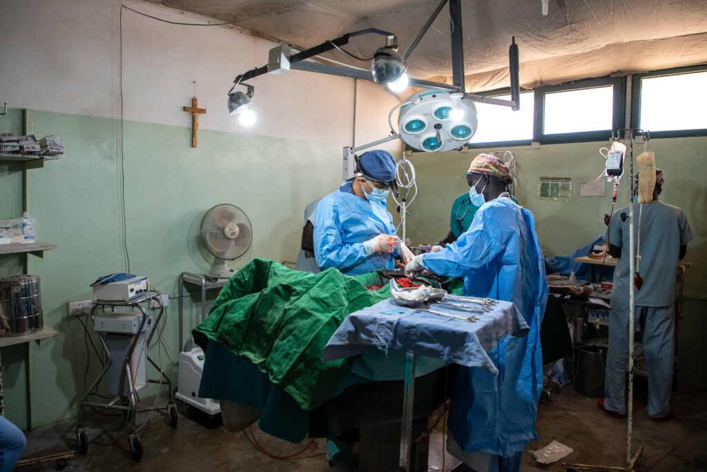 A surgery happening in a Sudanese hospital