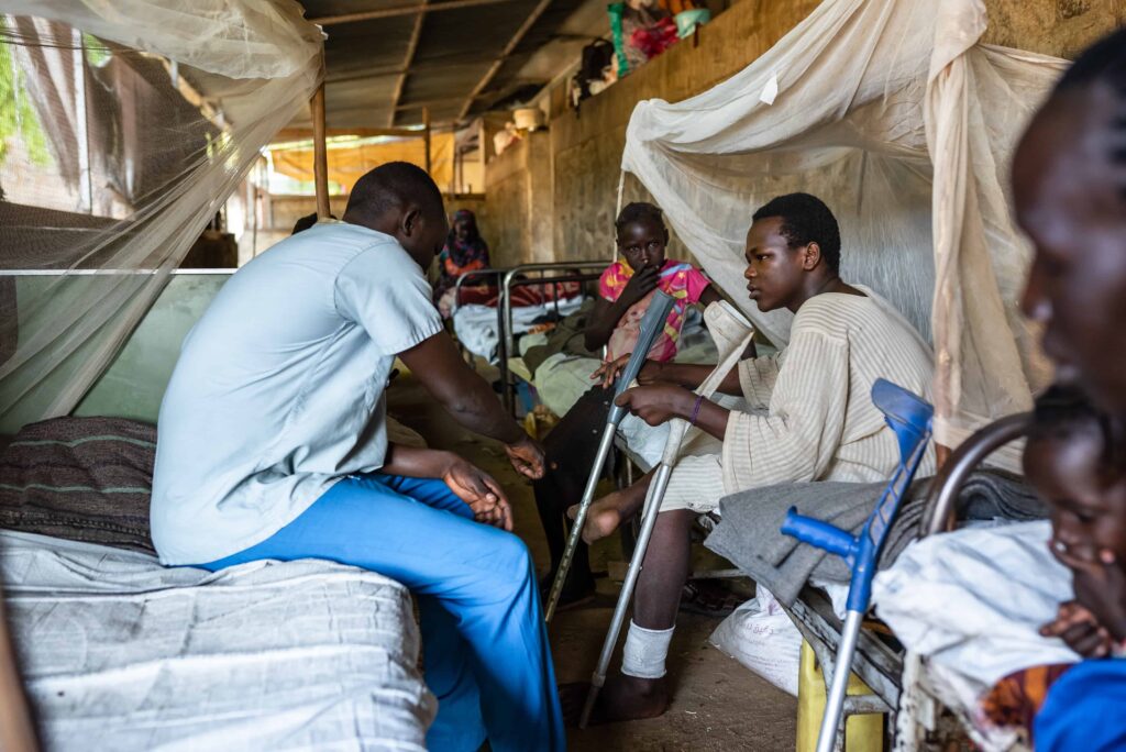 The inside of a waiting room in a Sudan hospital