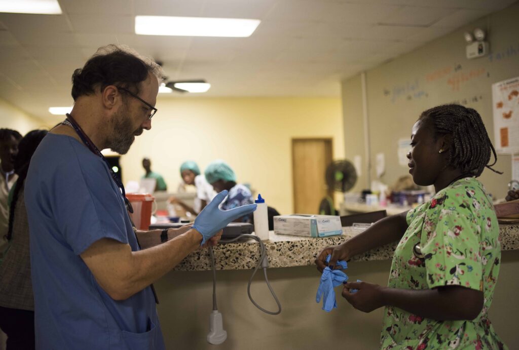 A doctor and nurse in a Liberian hospital