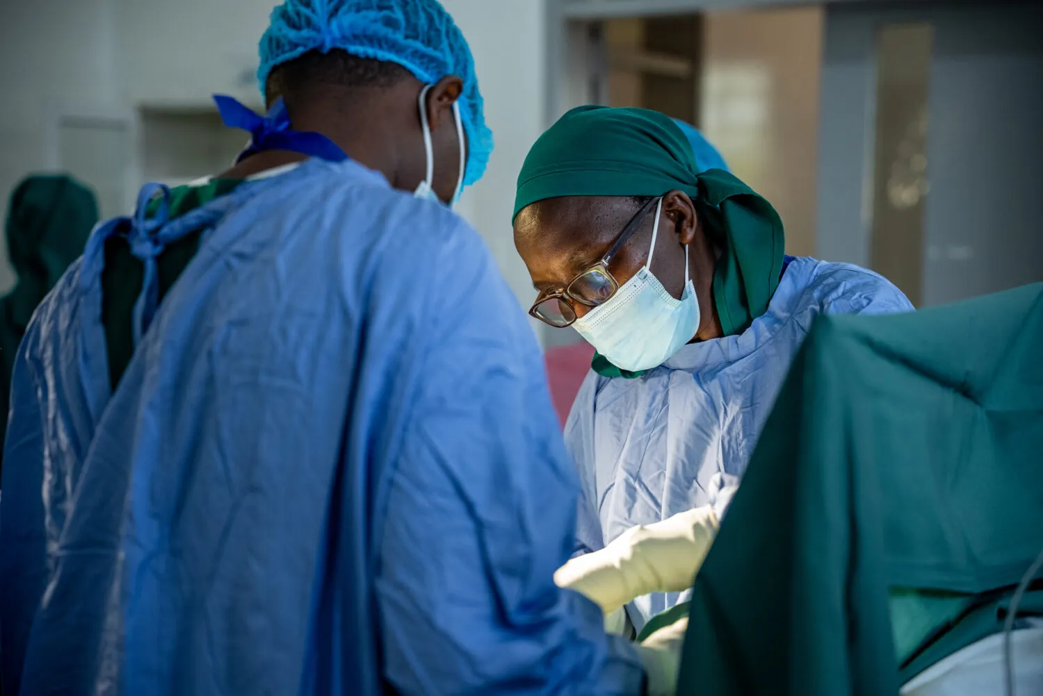 Hospital Staff working to save a life