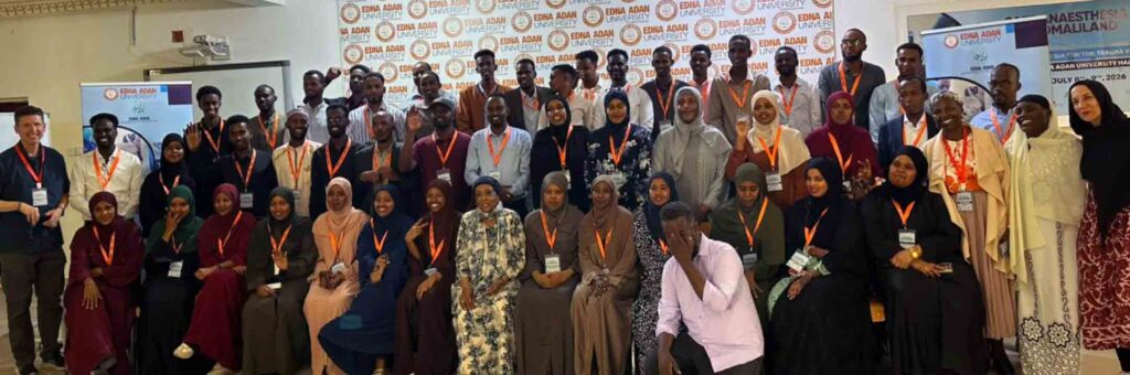 SANSOM 2026 participants and faculty gather for a group photograph at Edna Adan University in Hargeisa.